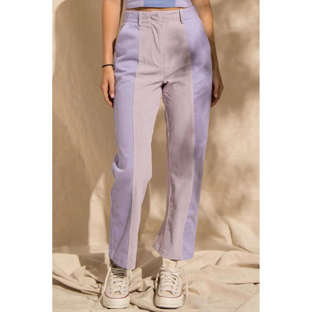 Papermoon Two-Tone Lavender Danielle Corduroy Pants S NWT